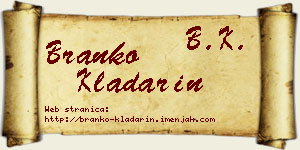 Branko Kladarin vizit kartica